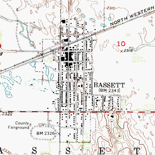 Topographic Map of Bassett Grade School, NE