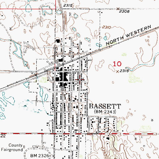 Topographic Map of Bassett Assembly of God Church, NE