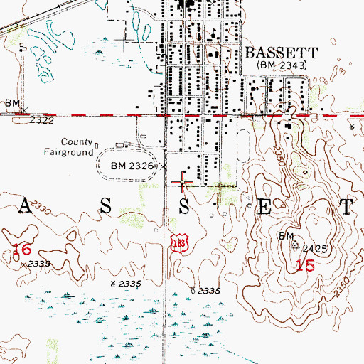 Topographic Map of Rock County Long Term Care, NE