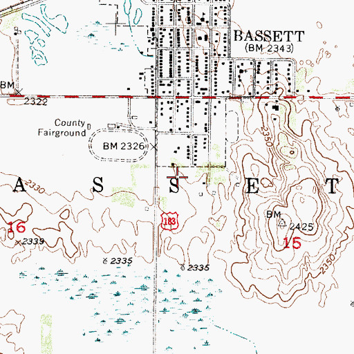 Topographic Map of Rock County Hospital, NE