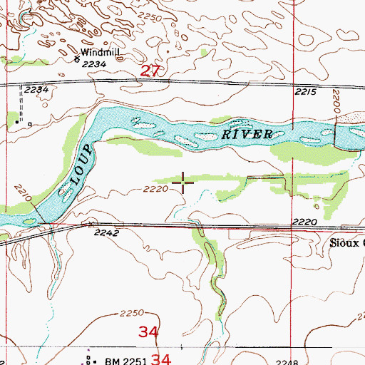 Topographic Map of Kent Diversion Dam State Wildlife Management Area, NE