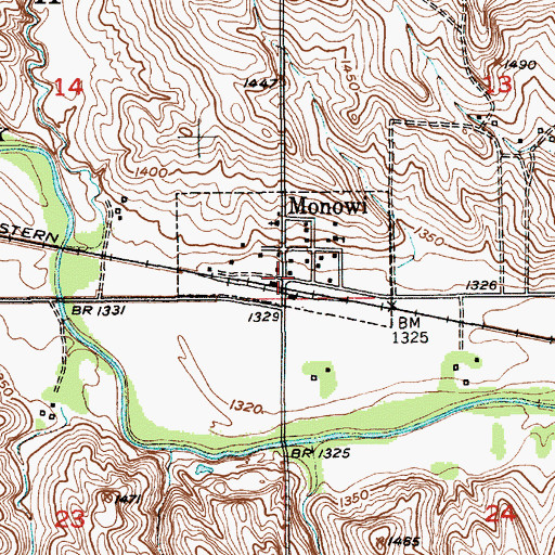 Topographic Map of Monowi (historical), NE