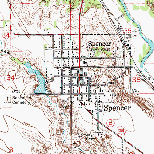 Topographic Map of Spencer Medical Clinic, NE