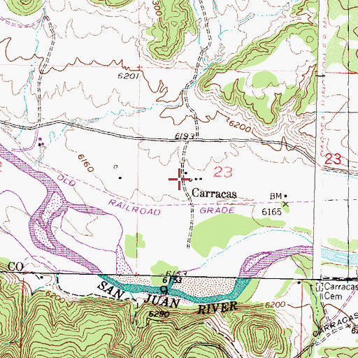 Topographic Map of Carracas, CO