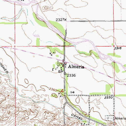 Topographic Map of Almeria Post Office, NE