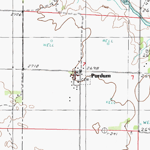 Topographic Map of Purdum Post Office, NE