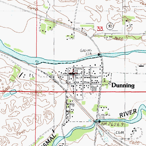 Topographic Map of Dunning City Police, NE