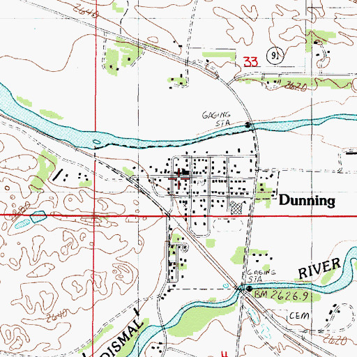 Topographic Map of Dunning Post Office, NE