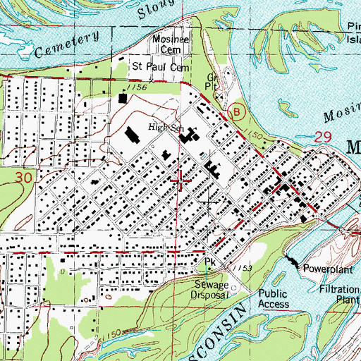 Topographic Map of Our Saviors Catholic Church, WI