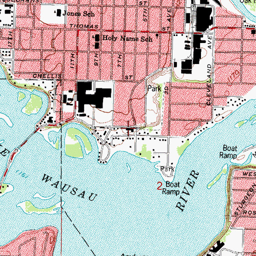 Topographic Map of Our Saviors Evangelical Lutheran Church, WI