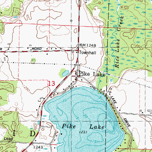 Topographic Map of Pike Lake, WI
