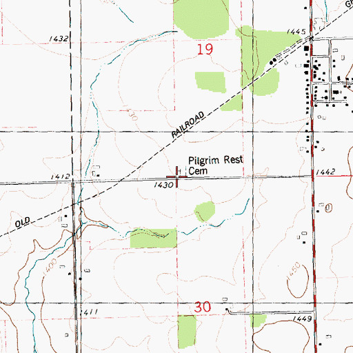 Topographic Map of Pilgrim Rest Cemetery, WI