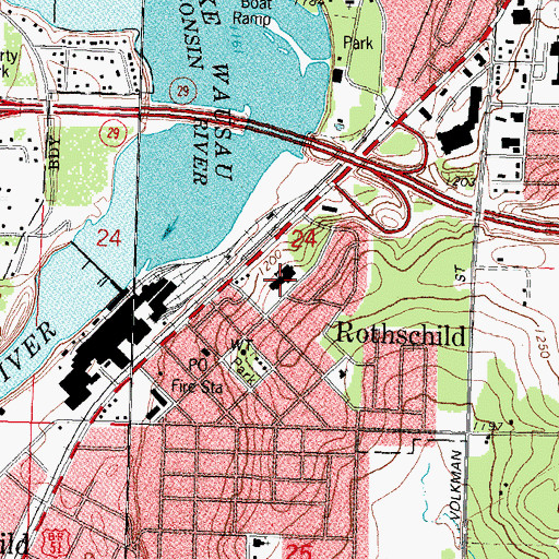 Topographic Map of Rothschild Elementary School, WI