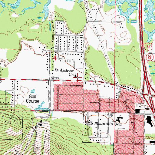 Topographic Map of Saint Andrew Lutheran Church, WI