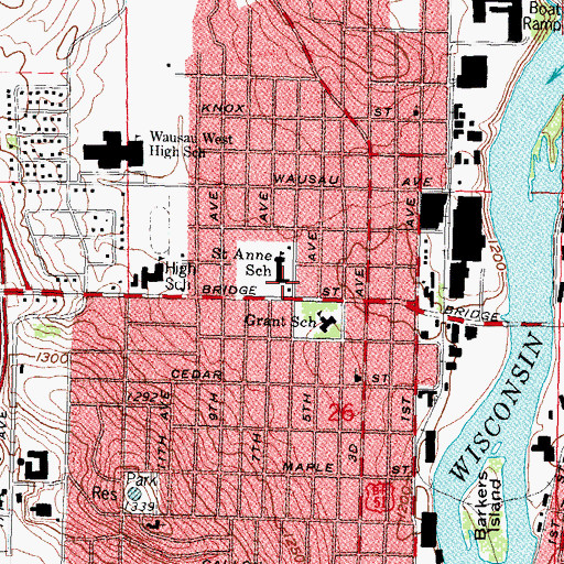 Topographic Map of Saint Anne Catholic Church, WI