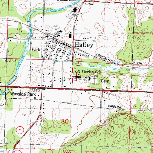 Topographic Map of Saint Florians Grade School, WI