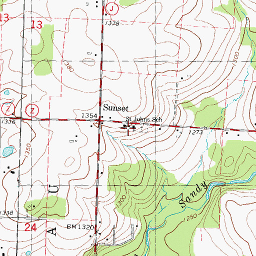 Topographic Map of Saint John Lutheran School, WI
