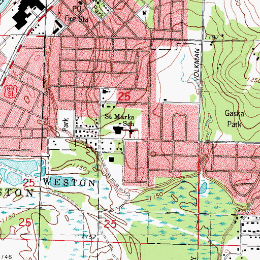 Topographic Map of Saint Mark Catholic Church, WI