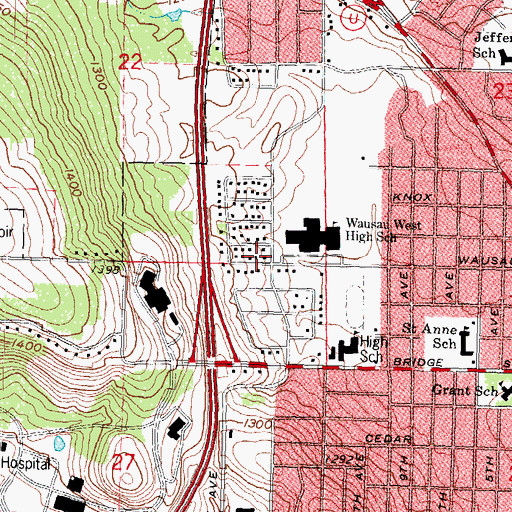 Topographic Map of Saint Marks Lutheran Church, WI