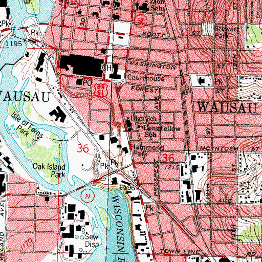 Topographic Map of Saint Marys Catholic Church, WI