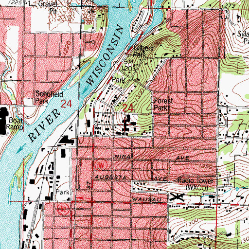 Topographic Map of Saint Marys Hospital, WI