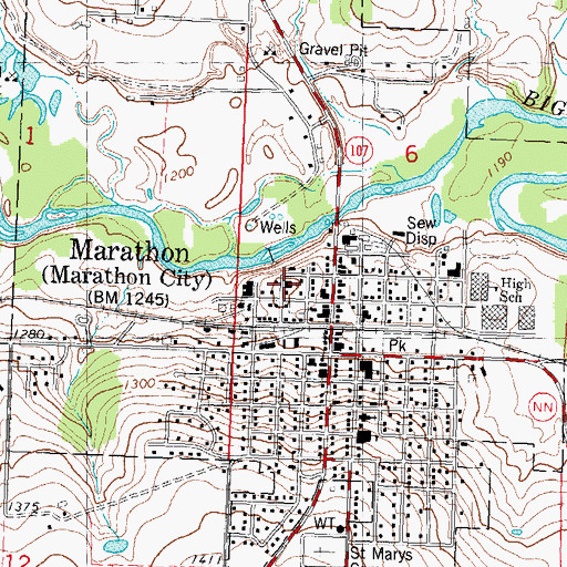 Topographic Map of Saint Matthews Lutheran Church, WI