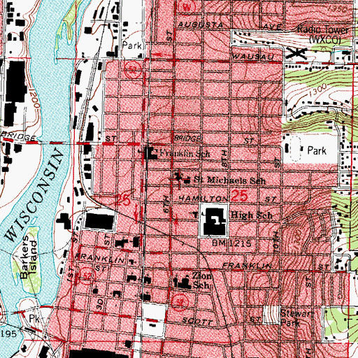 Topographic Map of Saint Michaels Catholic Church, WI