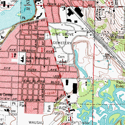 Topographic Map of Saint Michaels Cemetery, WI
