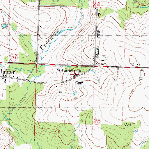 Topographic Map of Saint Patricks Church, WI