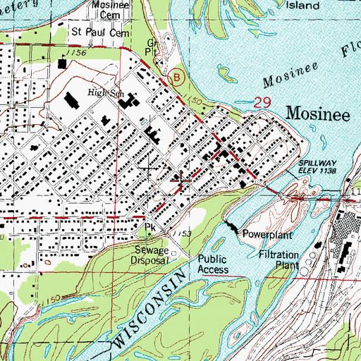Topographic Map of Saint Pauls Catholic Church, WI