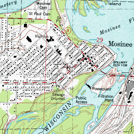 Topographic Map of Saint Paul Catholic School, WI