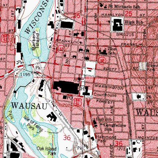 Topographic Map of Saint Pauls United Church of Christ, WI