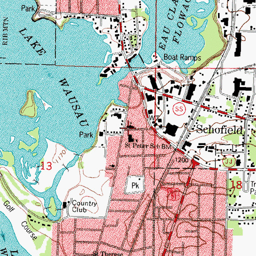 Topographic Map of Saint Peter Evangelical Lutheran Church, WI