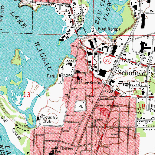 Topographic Map of Saint Peter Lutheran School, WI