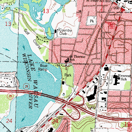 Topographic Map of Saint Therese Catholic Church, WI