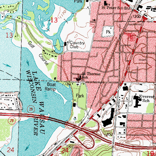 Topographic Map of Saint Therese School, WI