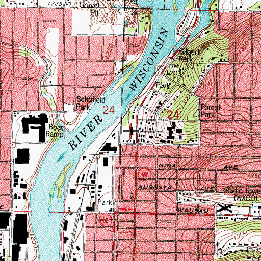 Topographic Map of Salem Evangelical Lutheran Church, WI