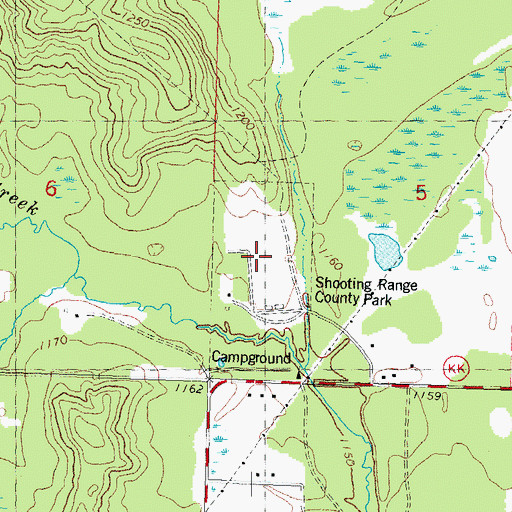 Topographic Map of Shooting Range County Park, WI