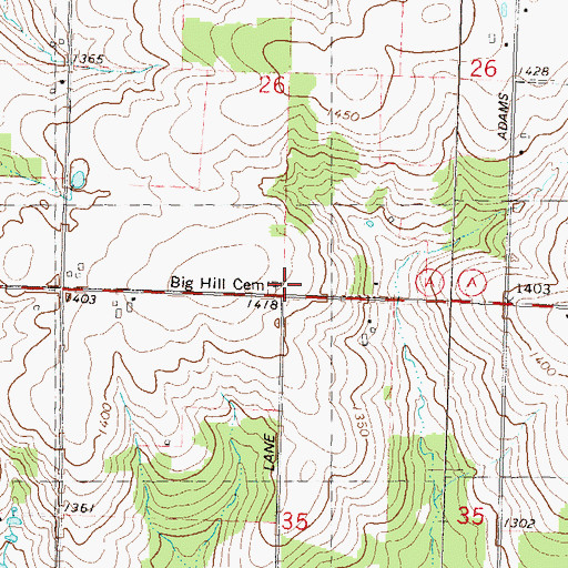 Topographic Map of Stubbe Hill School (historical), WI