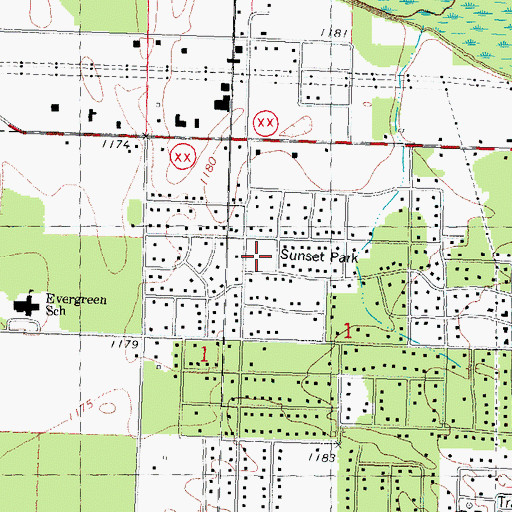 Topographic Map of Sunset Park, WI