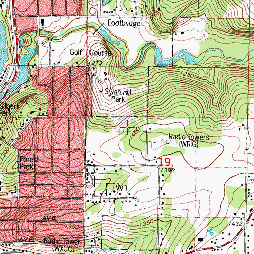 Topographic Map of Sylvan Hill Park, WI