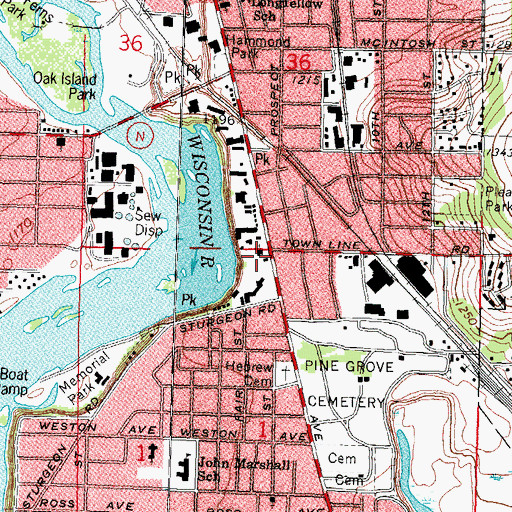 Topographic Map of Wausau Bible Church, WI