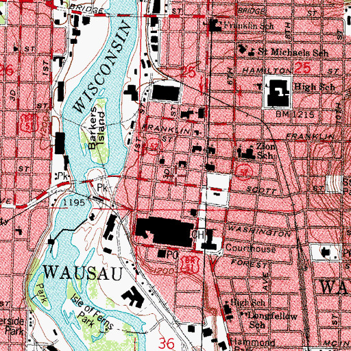 Topographic Map of Wausau Club, WI