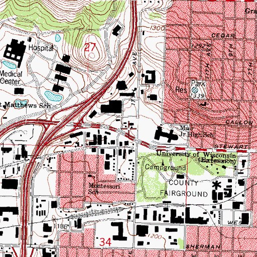 Topographic Map of Wausau Community Chapel, WI