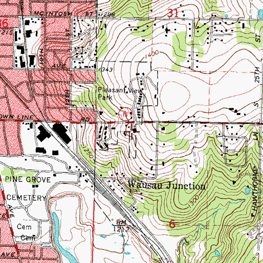 Topographic Map of Wausau United Pentecostal Church, WI