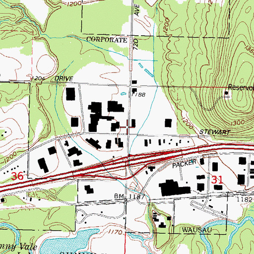Topographic Map of Wausau West Industrial Park, WI