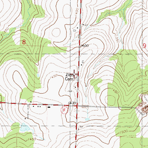 Topographic Map of Zion Cemetery, WI