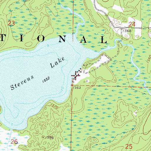 Topographic Map of Klocks Resort, WI