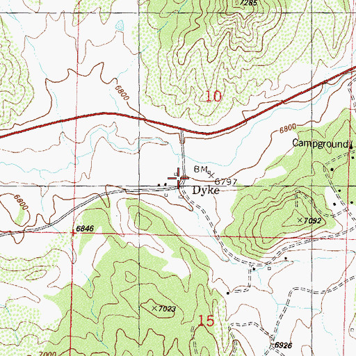 Topographic Map of Dyke, CO