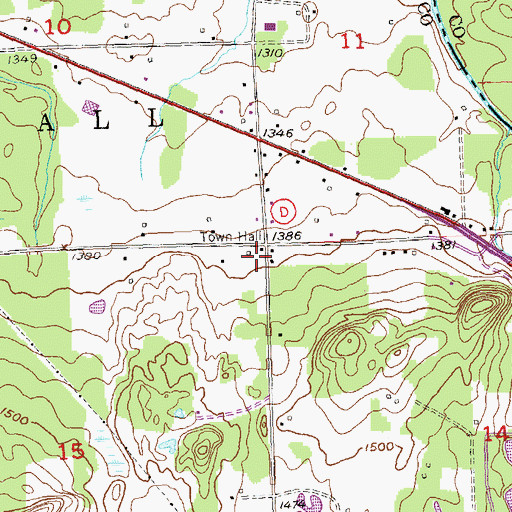 Topographic Map of Meadville School (historical), WI